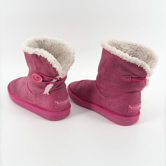 Koolaburra by UGG Girls Pink Button Short Boots Size 1 Faux Fur Lined Winter - Picture 4 of 10
